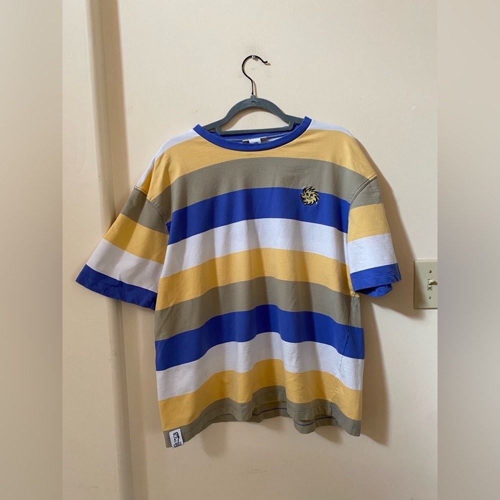 ZARA x Iñigo Studio Striped Oversized T-Shirt Blue Yellow XL - Picture 2 of 6